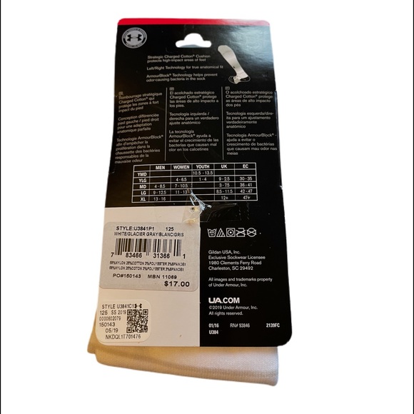 Set of 2 Under Armour Performance Over Calf Soccer Socks White/Gray Yth 13.5K-4Y - Picture 3 of 5